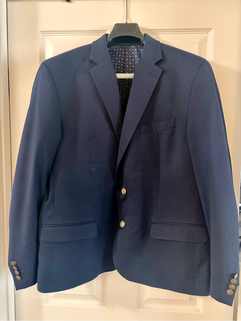 Chaps Navy Two-Button Blazer with Gold-Tone Buttons  44 R